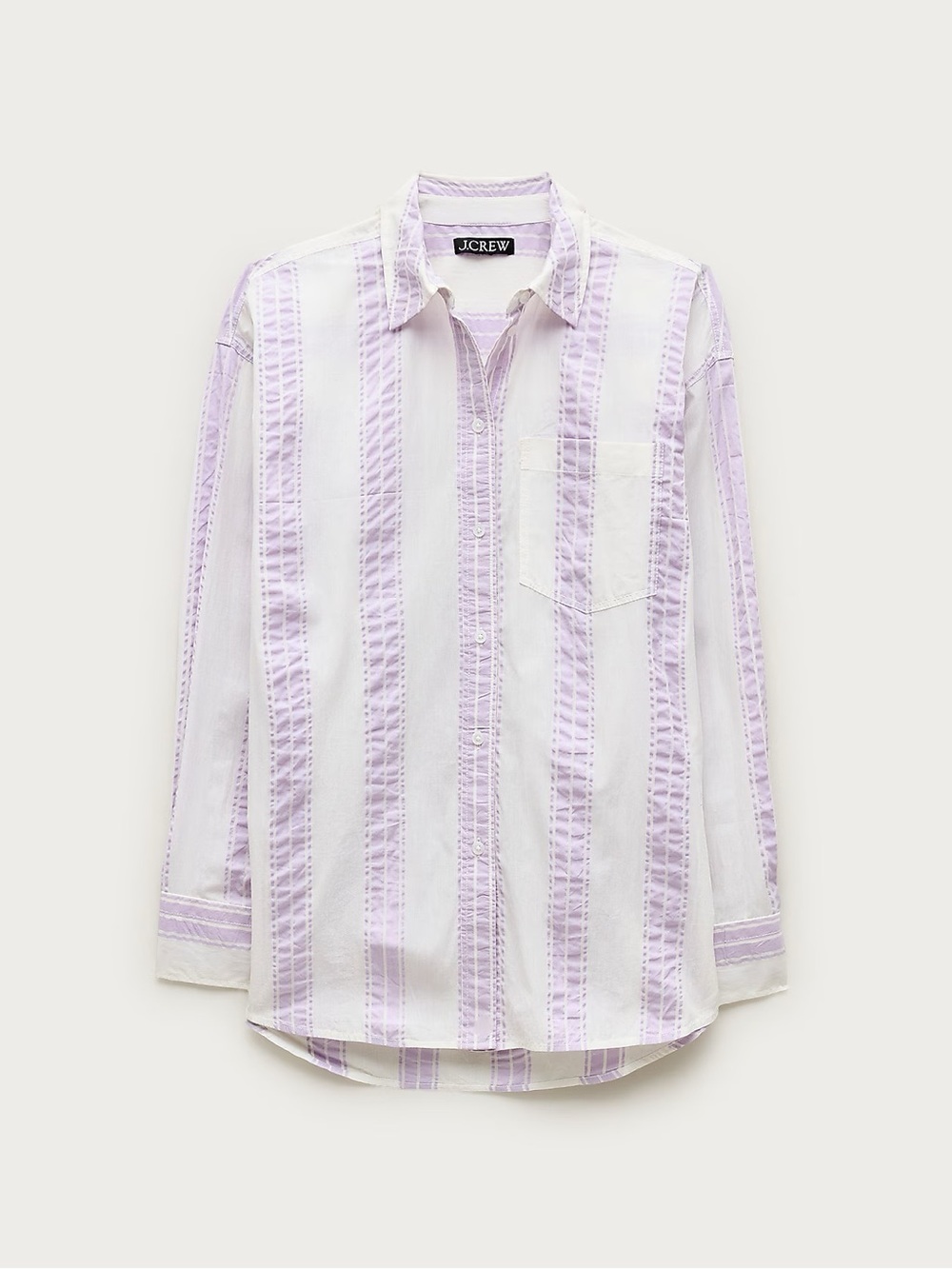 J. Crew White and Lavender Vertical Stripe Button-Down Shirt